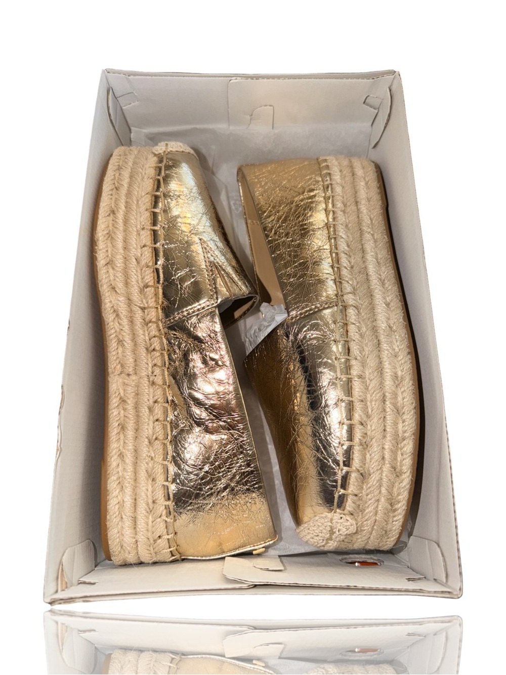 Michael Kors Lynn Espadrille Loafer Flats Womens 7.5 Gold Metallic Slip-On